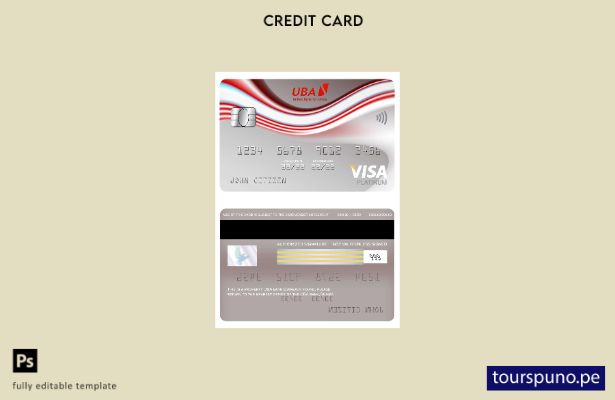 listo para imprimir plantilla de tarjeta visa platino del banco Guinea UBA